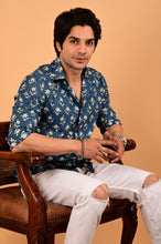 Load image into Gallery viewer, Blue Handblock Printed Cotton Full Sleeve Shirt