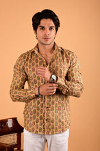 Load image into Gallery viewer, Mustard Handblock Printed Cotton Full Sleeve Shirt