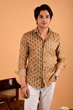 Load image into Gallery viewer, Mustard Handblock Printed Cotton Full Sleeve Shirt