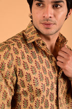 Load image into Gallery viewer, Mustard Handblock Printed Cotton Full Sleeve Shirt