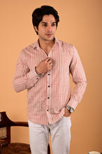 Load image into Gallery viewer, Red Bel Handblock Printed Cotton Full Sleeve Shirt