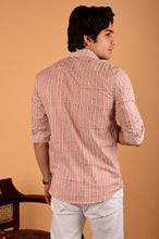 Load image into Gallery viewer, Red Bel Handblock Printed Cotton Full Sleeve Shirt