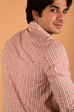 Load image into Gallery viewer, Red Bel Handblock Printed Cotton Full Sleeve Shirt