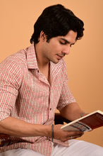 Load image into Gallery viewer, Red Bel Handblock Printed Cotton Full Sleeve Shirt