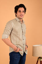 Load image into Gallery viewer, Grey Handblock Printed Cotton Full Sleeve Shirt