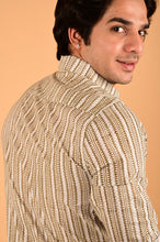 Load image into Gallery viewer, Grey Handblock Printed Cotton Full Sleeve Shirt