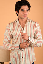 Load image into Gallery viewer, Multicolor Stripes Handblock Printed Cotton Full Sleeve Shirt