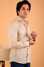 Load image into Gallery viewer, Multicolor Stripes Handblock Printed Cotton Full Sleeve Shirt
