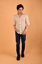 Load image into Gallery viewer, Multicolor Stripes Handblock Printed Cotton Full Sleeve Shirt