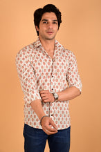 Load image into Gallery viewer, White Handblock Printed Cotton Full Sleeve Shirt