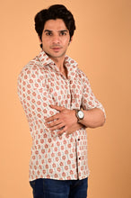 Load image into Gallery viewer, White Handblock Printed Cotton Full Sleeve Shirt