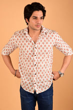 Load image into Gallery viewer, White Handblock Printed Cotton Full Sleeve Shirt