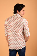 Load image into Gallery viewer, White Handblock Printed Cotton Full Sleeve Shirt