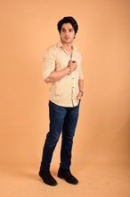 Load image into Gallery viewer, Yellow Stripes Handblock Printed Cotton Full Sleeve Shirt