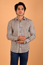 Load image into Gallery viewer, Blue Parcha Handblock Printed Cotton Full Sleeve Shirt