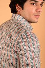 Load image into Gallery viewer, Blue Parcha Handblock Printed Cotton Full Sleeve Shirt