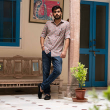 Load image into Gallery viewer, Handblock Printed Grey Bootaa Shirt - Bootaa By Textorium