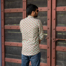 Load image into Gallery viewer, Handblock Printed Green Bootaa Shirt - Bootaa By Textorium
