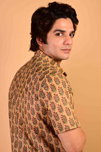 Load image into Gallery viewer, Mustard Handblock Printed Cotton Half Sleeve Shirt