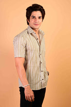 Load image into Gallery viewer, Grey Handblock Printed Cotton Half Sleeve Shirt
