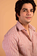 Load image into Gallery viewer, Red Bel Handblock Printed Cotton Half Sleeve Shirt