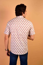 Load image into Gallery viewer, White Handblock Printed Cotton Half Sleeve Shirt