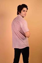 Load image into Gallery viewer, Red Bel Handblock Printed Cotton Half Sleeve Shirt