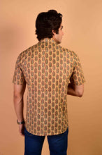 Load image into Gallery viewer, Mustard Handblock Printed Cotton Half Sleeve Shirt