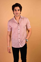 Load image into Gallery viewer, Red Bel Handblock Printed Cotton Half Sleeve Shirt