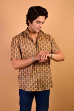 Load image into Gallery viewer, Mustard Handblock Printed Cotton Half Sleeve Shirt