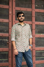 Load image into Gallery viewer, Handblock Printed Green Bootaa Shirt - Bootaa By Textorium