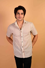 Load image into Gallery viewer, Multicolor Stripes Handblock Printed Cotton Half Sleeve Shirt