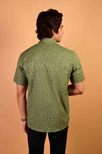 Load image into Gallery viewer, Green Handblock Printed Cotton Half Sleeve Shirt