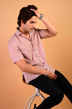 Load image into Gallery viewer, Red Bel Handblock Printed Cotton Half Sleeve Shirt