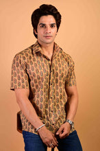 Load image into Gallery viewer, Mustard Handblock Printed Cotton Half Sleeve Shirt