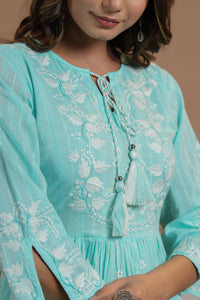 Firozi Embroidered Dress