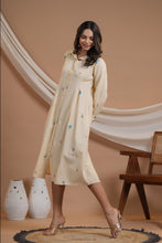 Load image into Gallery viewer, Beige Embroidered Shirt Dress

