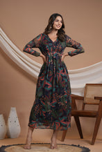 Load image into Gallery viewer, Navy Blue Floral Dress With Detailing

