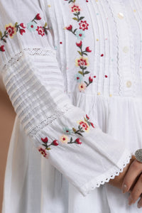 White Floral Embroidered Top