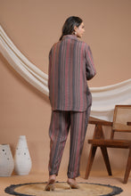 Load image into Gallery viewer, Brown Stripe Co-Ord Set With Collar Detailing
