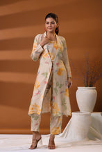 Load image into Gallery viewer, Beige Floral Co-Ord Set With Long Jacket
