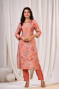 Dusty Pink Kurta Set With Detailing