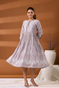Dusty Lavender Embroidered Dress