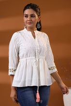 Load image into Gallery viewer, White Embroidered Sequin Top
