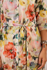 Floral Print Shirt Dress With Belt