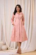 Load image into Gallery viewer, Pink Embroidered Shirt Dress
