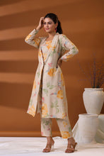 Load image into Gallery viewer, Beige Floral Co-Ord Set With Long Jacket
