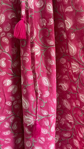 Handblock Printed Pink Jaal Kaftan - Bootaa By Textorium