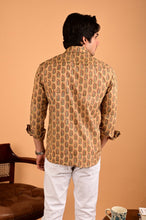 Load image into Gallery viewer, Mustard Handblock Printed Cotton Full Sleeve Shirt
