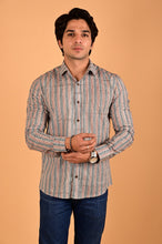 Load image into Gallery viewer, Blue Parcha Handblock Printed Cotton Full Sleeve Shirt

